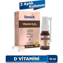 Dynavit Vitamin D3K2 10 ml Sprey - Kas, Kemik, Bağışıklık – 1000IU D3 (Tekli Paket) & 20MCG K2 Vitamini