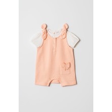Hafy Baby %100 Pamuk Waffle Kız Bebek Şortlu Tulum Body Seti Fiyonklu Yazlık