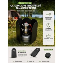 Technoloby Metal Kamp Ocağı ve Piknik Tüpü Rüzgarlığı 100X46 cm - Katlanabilir Rüzgar Koruyucu - Çaydanlık Tencere Siperliği
