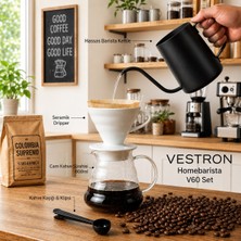 Vestron Kahve Demleme Tanışma Seti V60 HomeBarista | 4'lü Set VCT 402 White