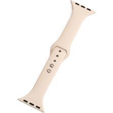 Quse Apple Watch Series 12/11/10 46mm-45mm-44mm & Seri 3 42mm ile Uyumlu Slim Model İnce Silikon Kordon, Starlight