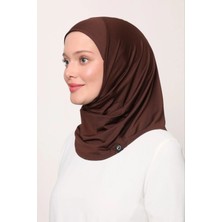 Melodi Scarf Kadın Tesettür Cimafit Nefes Alan Hazır Pratik Hijab Bone Kahverengi