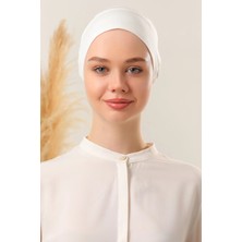 Melodi Scarf Tesettür Silikonlu Kaymaz Bone - Likralı Bağlamalı Bone - Sıkmayan Rahat Nefes Alan Kumaş Ekru