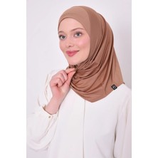Melodi Scarf Kadın Tesettür Cimafit Nefes Alan Hazır Pratik Hijab Bone Sütlü Kahve