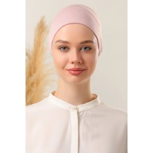 Melodi Scarf Tesettür Silikonlu Kaymaz Bone - Likralı Bağlamalı Bone - Sıkmayan Rahat Nefes Alan Kumaş Pudra