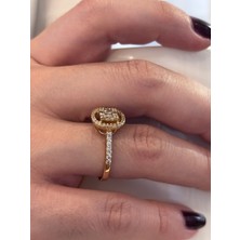 Stelle Jewelry Xuping Kadın Oval Baget Zirkon Taşlı Vintage Yüzük Rose Gold Kaplama Numaralı Yüzük