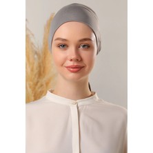 Melodi Scarf Tesettür Silikonlu Kaymaz Bone - Likralı Bağlamalı Bone - Sıkmayan Rahat Nefes Alan Kumaş Koyu Gri