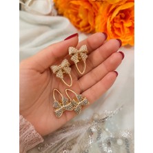 Deniz Accessories Taşlı- Incili Fiyonk Klips Toka Seti