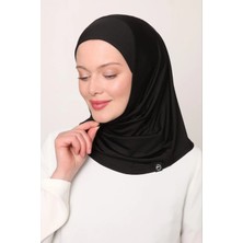 Melodi Scarf Kadın Tesettür Cimafit Nefes Alan Hazır Pratik Hijab Bone Siyah
