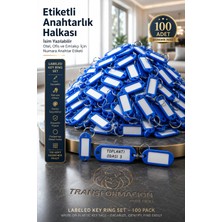 Transformacion Etiketli Anahtarlık Halkası 100'lü Paket - İsim Yazılabilir Plastik Anahtar Etiketi, Düzenleyici Renkli Anahtarlık Seti, Otel, Ofis ve Emlakçı İçin Numara Etiketli Anahtarlık 722422