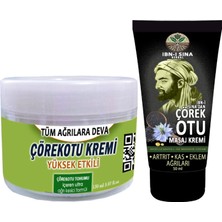 Esranın Dünyası Çörek Otu Kremi Büyük Boy 150 ml Krem + Ibn-I Sina Çörek Otu Kremi 50 ml / Sırt Bel Iskelet Diz Dirsek Kas Agrilarina Masaj Seti