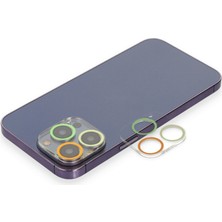 Esranın Dünyası iPhone 12 Pro Renkli Kamera Lens Koruma Cam - Sarı-Turuncu