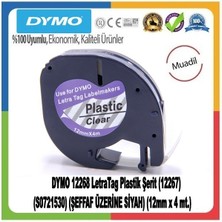 Puun Dymo Letratag 12267 Şerit Plastik 12 Mmx4 mt Şeffaf Üzerine Siyah Ithal Muadil