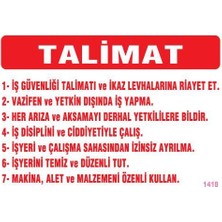 Esranın Dünyası Iş Güveliği Talimatları Levhası 25X35 KOD:1418