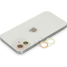 Esranın Dünyası iPhone 12 Mini Renkli Kamera Lens Koruma Cam - Sarı-Turuncu