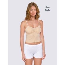 Intive Lingerie Berrak Önü Düğme Detaylı %92 Pamuklu Çıkarılabilir Kaplı V Yaka Büstiyer/kısa Atlet