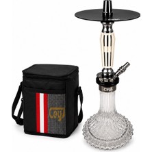 Ceya Dimond 37 cm Premium Nargile Takımı - Taşıma Çantalı - Komple Set - Cam Şişeli - Çelik Gövdeli