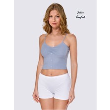 Intive Lingerie Berrak Önü Düğme Detaylı %92 Pamuklu Çıkarılabilir Kaplı V Yaka Büstiyer/kısa Atlet