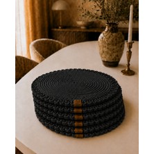 Efuliz Home Jüt Hasır Doğal Amerikan Servis Supla Takımı El Yapımı Handmade Desenli Yıkanabilir Servis Seti