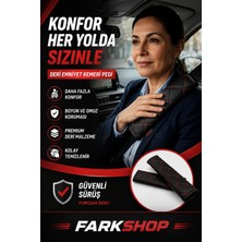 Fark Shop Kıa Sorento Uyumlu Emniyet Kemer Özel Pedi Siyah Deri Kırmızı Dikişli