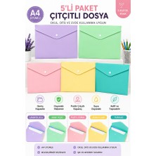 ArtMaster Çıtçıtlı Dosya 5 Renk Pastel A4 1 Paket Dosy Plastik Renkli Zarf Dosya Çıt Çıtlı Dosya Ödev Evrak Belge Saklama