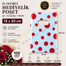 posetambalaj Ambalaj Ürünleri Kırmızı Puantiye Desenli Hediyelik Poşet 13X20 cm