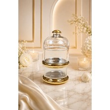 Rova Tr Biev Elegance Serisi Gold Detaylı Cam Kapaklı Dekoratif Şekerlik ve Sunumluk Kavanoz