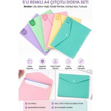 Artlantis Çıtçıtlı Dosya 5 Renk Pastel A4 1 Paket Dosy Plastik Renkli Zarf Dosya Çıt Çıtlı Dosya Ödev Evrak Belge Saklama