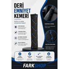 Fark Shop Ubıshe Uyumlu Emniyet Kemer Özel Pedi Siyah Deri Mavi Dikişli