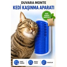 Duvara Monte Kedi Kaşınma Aparatı ve Masaj Fırçası, Kedi Nanesi Hediyeli