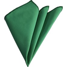 Exve Exclusive Yeşil Saten Sade Tek Renk Klasik Cep Blazer Ceket Yaka Aksesuar Mendil