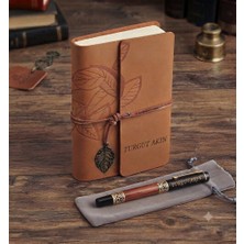 C&On Design Isme Özel Tasarım Deri Defter ve Lüks Ahşap Detaylı Kalem Seti