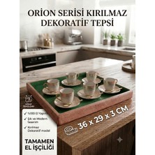 Art By Aslı Orion Serisi Kırılmaz Dekoratif Tepsi - El Yapımı Sunum ve Çay Tepsisi 36X29 cm