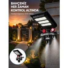 Mey İthalat Güneş Enerjili 3 Lens Akıllı Güvenlik Kamerası LED Projektörlü Dış Mekan Koruma Sistem
