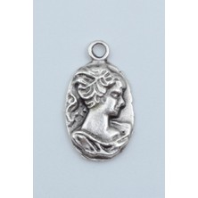 Alooya Vintage Cameo Gümüş Kaplama Kolye Ucu