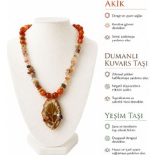 Solare Accessories Akik, Dumanlı Kuvars ve Yeşim Taşlı El Yapımı Doğal Taş Kolye