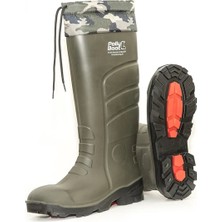 Polly Boot Galaxy Vega 04 Boğazlı 37+6 cm Haki Renk Çelik Burunsuz Çizme Avcı Botu Kamp Botu Balıkçı Botu Kamuflajlı