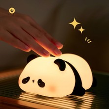 Munico Panda Silikon Gece Lambası Üç Parlaklık Seviyesi Yumuşak Dokunmatik Ev Yatak Odası Başucu Lambası