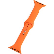 Quse Apple Watch Series 10/11 42MM & 41MM-40MM-38MM ile Uyumlu Slim Silikon Kordon, Turuncu