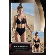 Vitaliselan Fashion Kadın Siyah Yüksek Bel Özel Bikini Takımı