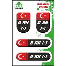 Belirtilmemiş Kan Grubu I 0 Rh(-) Siyah Dörtlü Damla Etiket