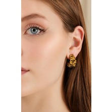 Deniz Accessories Tüylü Leopar Halka Küpe