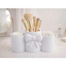 Demirhan3D 🤍✨ Beyaz Makyaj Fırçası Düzenleyici – Makeup Brush Organizer | 3D Baskı Kozmetik Organizer | Doğa Dostu Pla