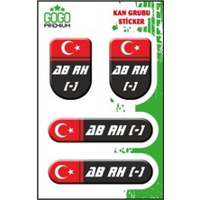 Belirtilmemiş Kan Grubu I Ab Rh(-) Siyah Dörtlü Damla Etiket