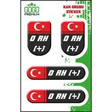 Belirtilmemiş Kan Grubu I 0 Rh(+) Siyah Dörtlü Damla Etiket