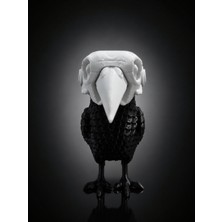 Demirhan3D 🐦💀 Korkunç Karga Dekoratif Figürü – Gotik Siyah & Beyaz 3D Baskı Heykel | Doğa Dostu Pla | Masaüstü ve Koleksiyon Dekoru