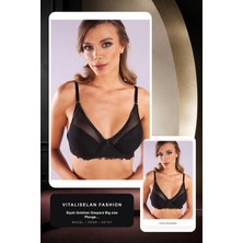 Golshan Gaspara Big Size Plunge Bra, Siyah Konforlu ve Şık Sütyen | Vitaliselan Fashion