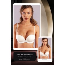 Golshan Genius Balconette Heavy Push Up Bra, Ekru Konforlu ve Şık Sütyen | Vitaliselan Fashion