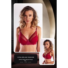 Golshan Gaspara Big Size Plunge Bra, Şarap Rengi Konforlu ve Şık Sütyen | Vitaliselan Fashion