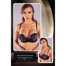 Golshan Gardenia Balconette Heavy Push Up Bra, Siyah Konforlu ve Şık Sütyen | Vitaliselan Fashion
